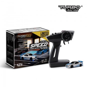 Turbo Racing 1/76 C74 Limited edition On-Road RC Car RTR (Silver with blue stripes) 